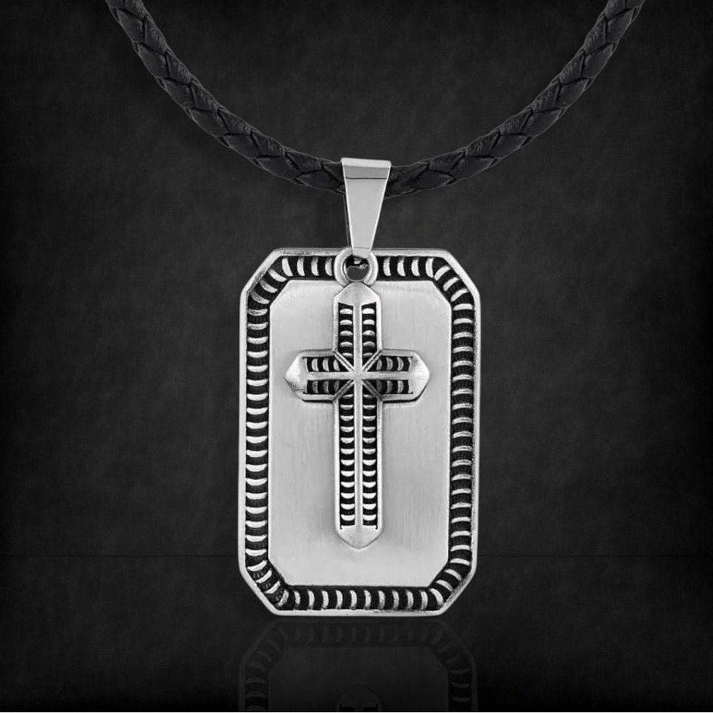 Montana Silversmiths Men's Striking Edge Cross Dog Tag Necklace - Retail $70 NEW